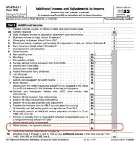 IRS Tax Form 1040.